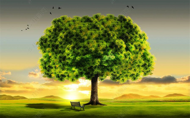 Tapeta 3D naturalna sceneria wielkie drzewo rozmiar HD do dekoracji sypialni - Wianko - 4