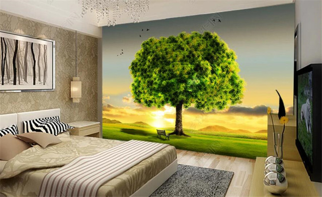 Tapeta 3D naturalna sceneria wielkie drzewo rozmiar HD do dekoracji sypialni - Wianko - 3