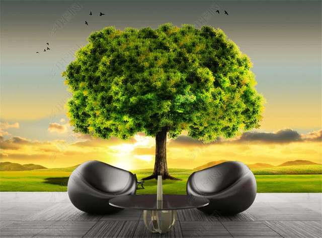 Tapeta 3D naturalna sceneria wielkie drzewo rozmiar HD do dekoracji sypialni - Wianko - 1