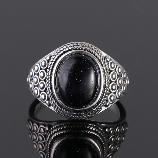 Owalny pierścień z kamieniem szlachetnym w kolorze cyjanitu, wykonany ze srebra próby 925 - biżuteria dla kobiet na party, urodziny i na co dzień - Wianko - 21