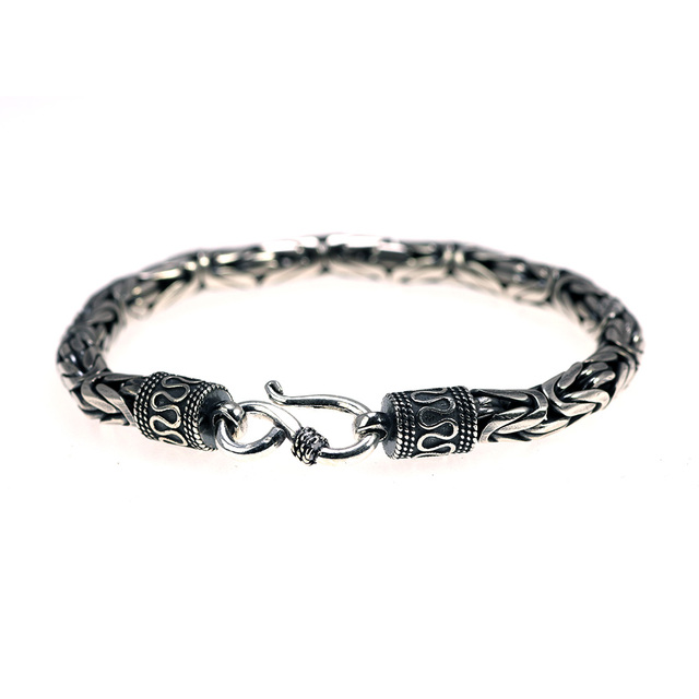 Prawdziwa bransoletka męska Link Chain Peace Lines Corsair z czystego srebra 925 - Vintage Punk Thai Silver Armband Man - Wianko - 15