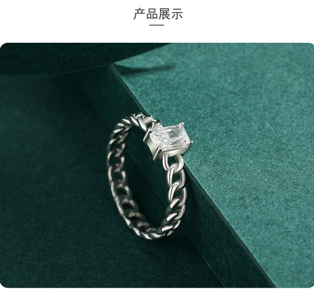 Delikatny pierścień z białym cyrkonem, 925 Sterling Silver, geometryczny wzór z dziurką, biżuteria urodzinowa dla kobiet - Wianko - 7
