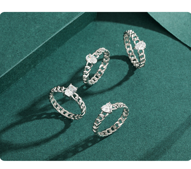 Delikatny pierścień z białym cyrkonem, 925 Sterling Silver, geometryczny wzór z dziurką, biżuteria urodzinowa dla kobiet - Wianko - 9
