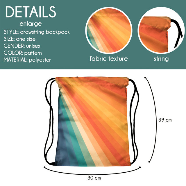 Nowoczesna torba strunowa z 3D printem – stylowy dodatek szkolny - Wianko - 1