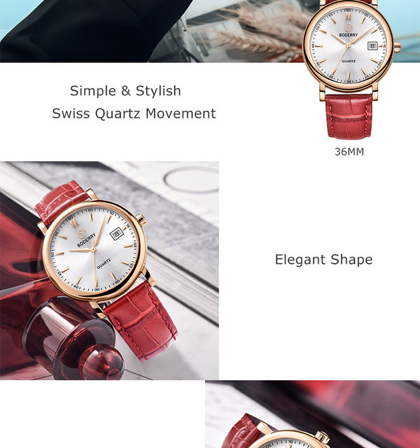 Boderry Zegarek damski kobiety - luksusowy z wykorzystaniem szwajcarskiego mechanizmu kwarcowego, elegancki biznesowy zegarek Top marki, stylowy dodatek dla każdej kobiety - Reloj Mujer - Wianko - 6