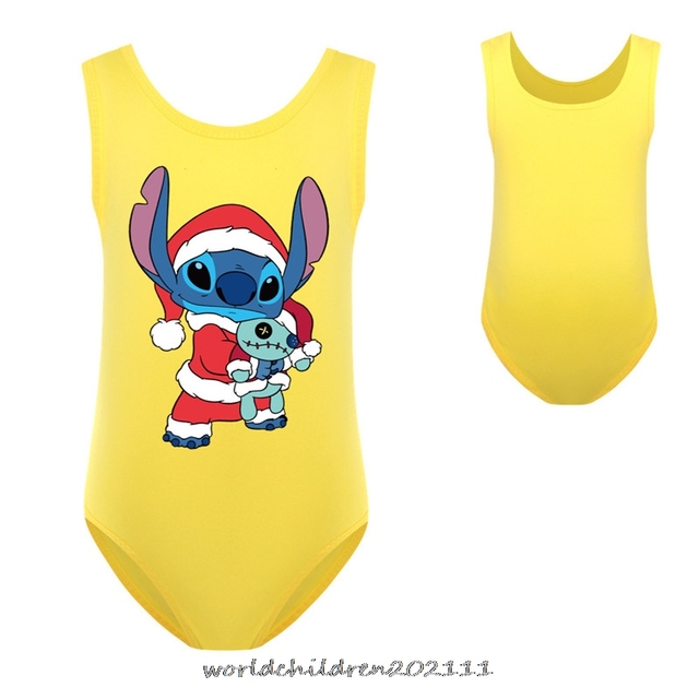 Dziewczęcy jednoczęściowy strój kąpielowy Disney 1 ~ 14Y z postacią Stitch, wysokiej jakości - Wianko - 4