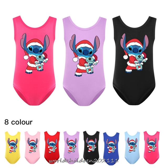 Dziewczęcy jednoczęściowy strój kąpielowy Disney 1 ~ 14Y z postacią Stitch, wysokiej jakości - Wianko - 2