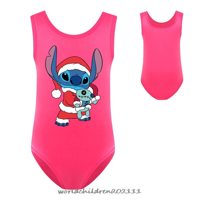 Dziewczęcy jednoczęściowy strój kąpielowy Disney 1 ~ 14Y z postacią Stitch, wysokiej jakości - Wianko - 10