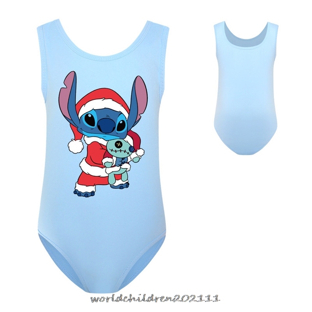 Dziewczęcy jednoczęściowy strój kąpielowy Disney 1 ~ 14Y z postacią Stitch, wysokiej jakości - Wianko - 9