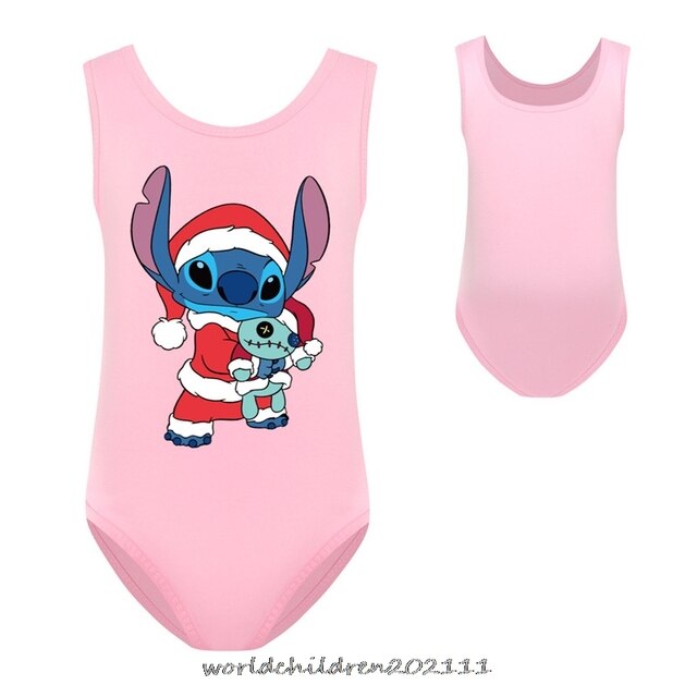 Dziewczęcy jednoczęściowy strój kąpielowy Disney 1 ~ 14Y z postacią Stitch, wysokiej jakości - Wianko - 3