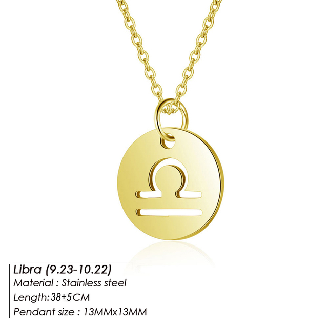 Naszyjnik kobiety ze znakiem zodiaku Baran i Lwem, złoty wisiorek, 12 konstelacji, biżuteria dzieci, prezenty świąteczne 2021 (CDNP025) - Wianko - 14