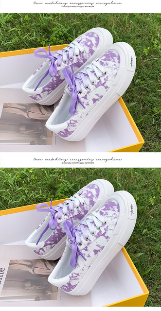 Nowe damskie buty deskorolkowe 2021 z białym gradientem tie-dye, wykonane z wygodnego brezentu i płótna, Sneakers - Wianko - 8