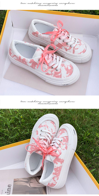 Nowe damskie buty deskorolkowe 2021 z białym gradientem tie-dye, wykonane z wygodnego brezentu i płótna, Sneakers - Wianko - 9