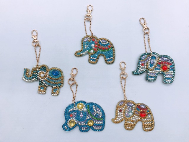 Pomyślny zestaw 5 sztuk diamentowego malarstwa breloków z motywem słonia dla dzieci i dorosłych - Wianko - 13