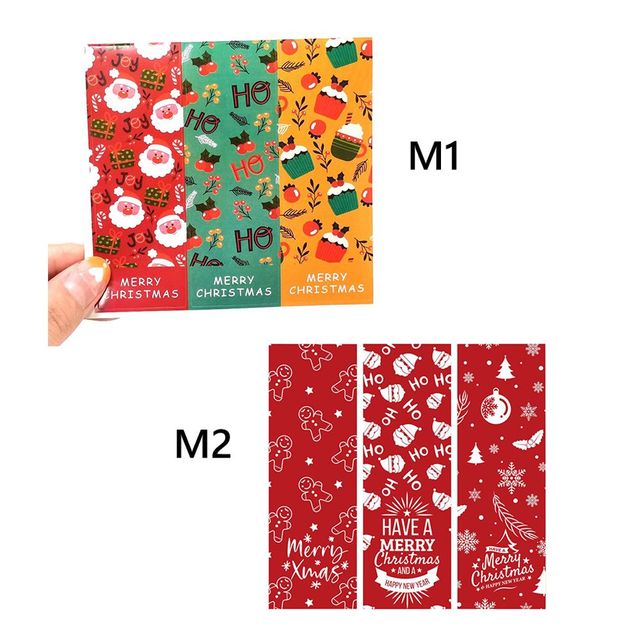 Pakiet 30 naklejek dekoracyjnych świątecznych z wizerunkiem Świętego Mikołaja o wymiarach 90x30 mm - Wianko - 1