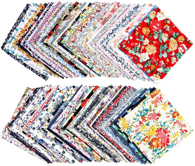 Patchwork kwiatowy z tkaniny bawełnianej 120 sztuk różnych kolorów - materiał do robótek DIY - Wianko - 2