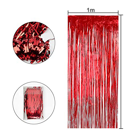 Czerwone foliowe ozdoby choinkowe z frędzlami brokatu - kurtyna na święta Bożego Narodzenia - Wianko - 4