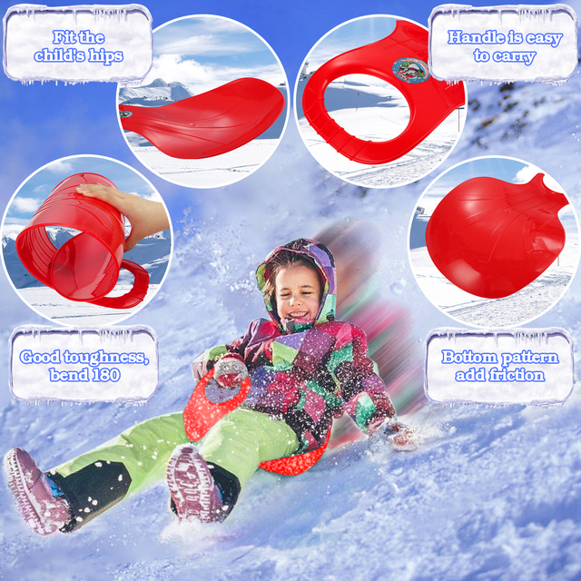 Sanie śnieżne dla dzieci i dorosłych - zestaw 4 sztuk, jednolity kolor, idealne do jazdy po śniegu, piasku i trawie - Wianko - 6