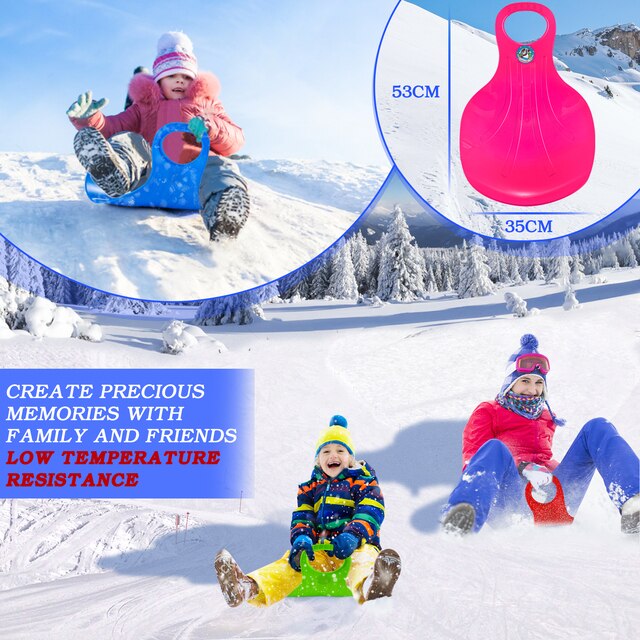 Sanie śnieżne dla dzieci i dorosłych - zestaw 4 sztuk, jednolity kolor, idealne do jazdy po śniegu, piasku i trawie - Wianko - 2