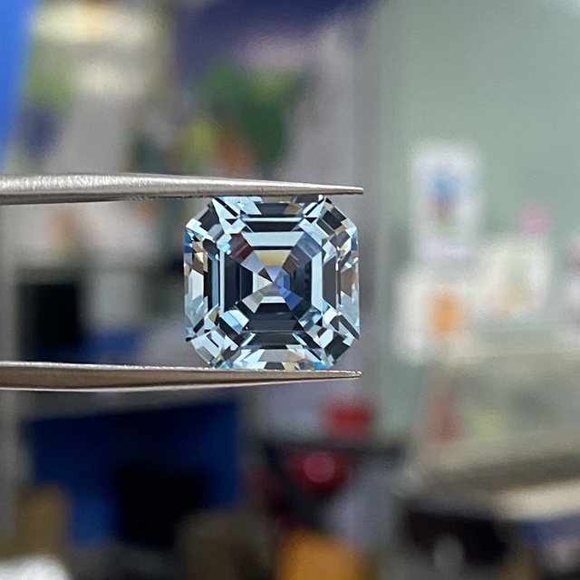 Wycięty akwamaryn Meisidian Asscher 2,5 ct 8x8 mm - luźny kamień jubilerski laboratoryjny Santa Maria - Wianko - 7