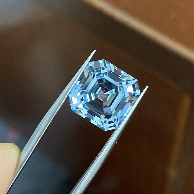 Wycięty akwamaryn Meisidian Asscher 2,5 ct 8x8 mm - luźny kamień jubilerski laboratoryjny Santa Maria - Wianko - 6