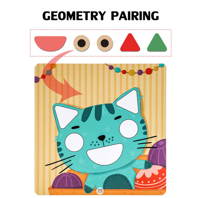Zestaw magnetycznych puzzli geometrycznych Montessori dla dzieci - Wianko - 3