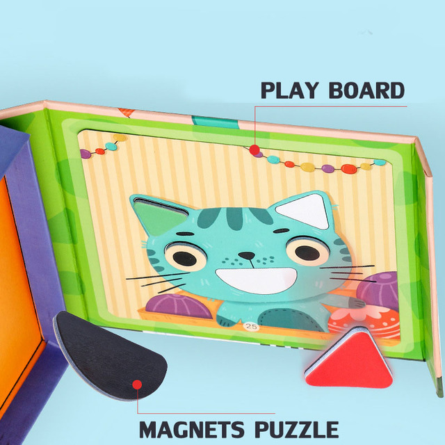 Zestaw magnetycznych puzzli geometrycznych Montessori dla dzieci - Wianko - 4