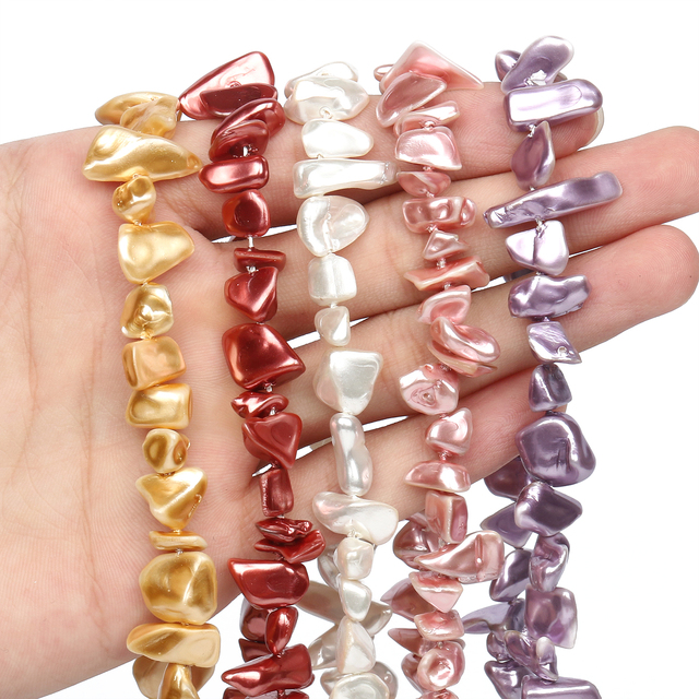 Koraliki z imitacją perły nieregularne słodkowodne w różnych powłokach, 15 - Wianko - 3