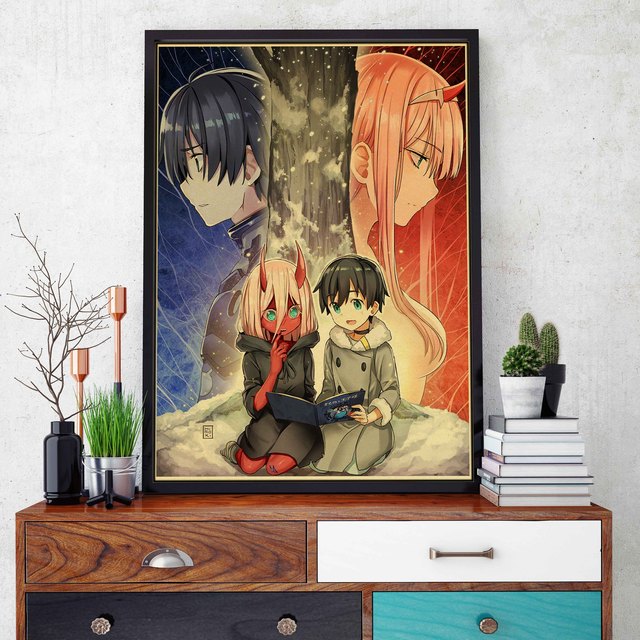 Pokój dziecięcy - Pasek ścienny Cafe w stylu retro Anime - Plakat na płótnie z rodziną i motywem z lat minionych - Dekoracja ścian - Malarstwo i kaligrafia - Wianko - 4
