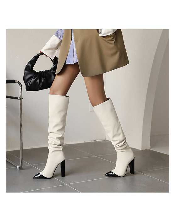 Modne damskie buty za kolano na jesień i zimę 2021 w cętki, z grubym, wysokim obcasem - Wianko - 13