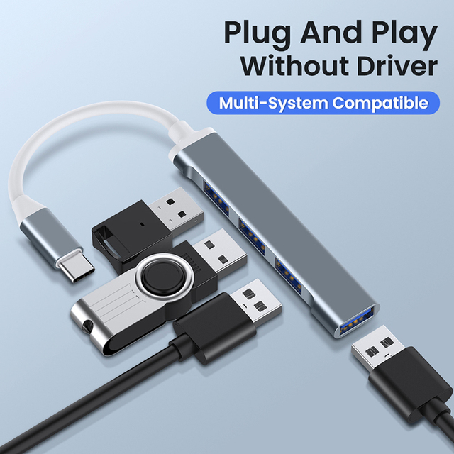 Hub USB typu C 4-portowy Multi Splitter Adapter OTG USB-C 3.1 dla MacBook Pro/Air - podłącz mysz/klawiaturę 3.0 (akcesoria) - Wianko - 4