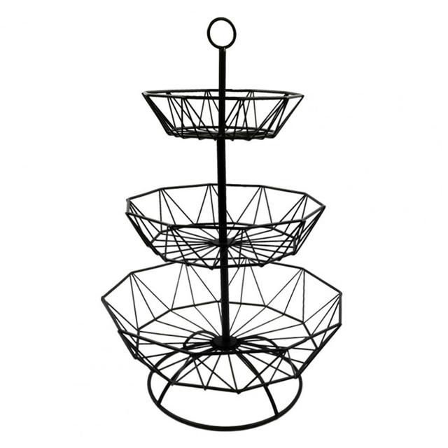 Zestaw naczyń skandynawskiego stylu: wykwintny, trzywarstwowy koszyk na owoce z wytrzymałego żelaza do serwowania przekąsek w salonie - Wianko - 14