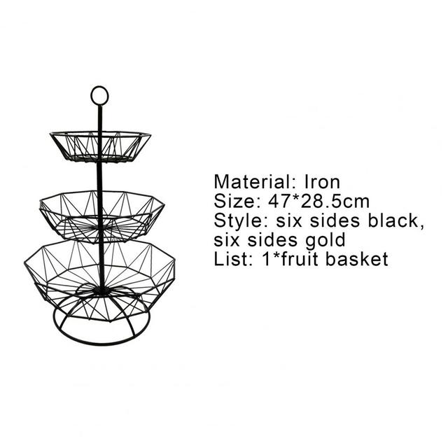 Zestaw naczyń skandynawskiego stylu: wykwintny, trzywarstwowy koszyk na owoce z wytrzymałego żelaza do serwowania przekąsek w salonie - Wianko - 13