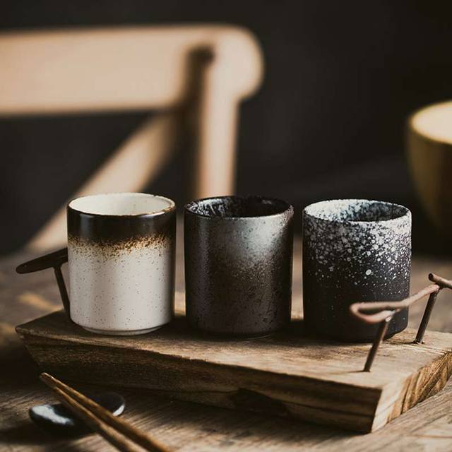 Czarka do herbaty ceramiczna retro ze stoneware, poj. 150ml (1 szt.), porcelanowa, japońska, do picia, do domu i kuchni - Wianko - 1