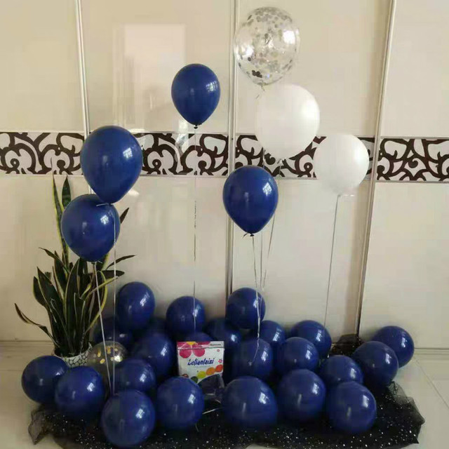 100 sztuk 10 Cal niebieskie atramentowe nadmuchiwane balony z motywem urodzin, ślubu, świąt, walentynkowe, rocznicowe - Wianko - 24