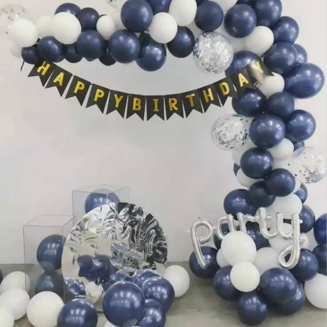 100 sztuk 10 Cal niebieskie atramentowe nadmuchiwane balony z motywem urodzin, ślubu, świąt, walentynkowe, rocznicowe - Wianko - 1
