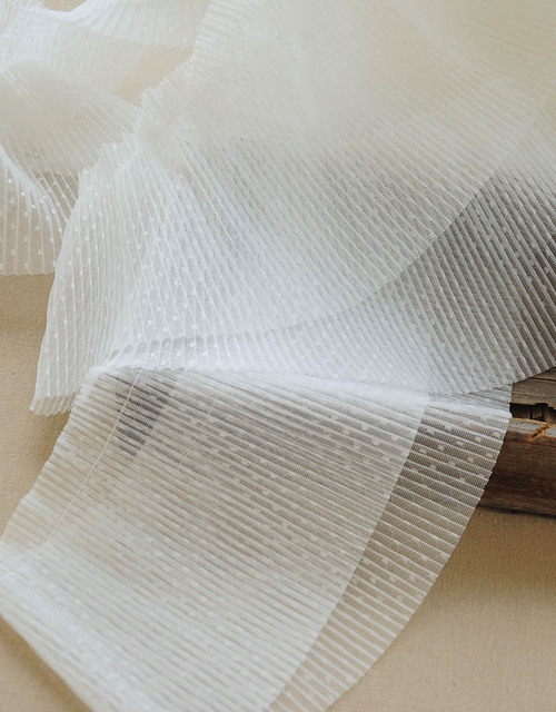 Biała koronkowa spódnica o długości 15 cm z dodatkiem moreli, falbanek i siatki - Wianko - 2