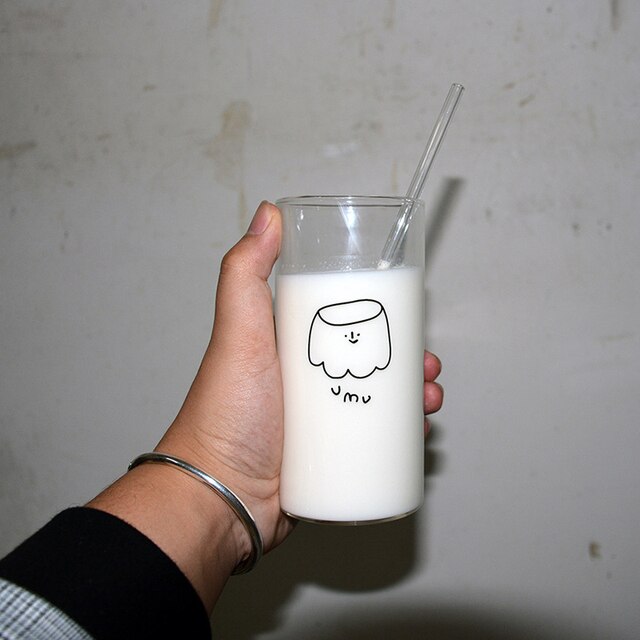 Kubek przezroczysty 400ml - Koreańskie INS, świeże mleko, sok, zimna woda, słomka - elegancki prezent - Wianko - 3
