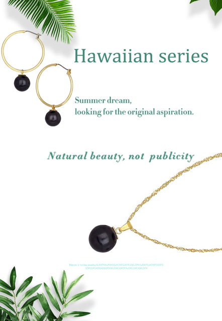 Naszyjnik i kolczyki w stylu hawajsko-polinezyjskim - zestaw biżuterii 2020 dla kobiet - czarne - Wianko - 5