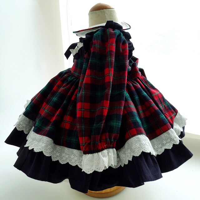 Sukienka jesienno-zimowa dla dziewczynek Baby Lolita Party Dress Kids Cosplay - suknia balowa w kratkę z kokardką na przodzie - Wianko - 11