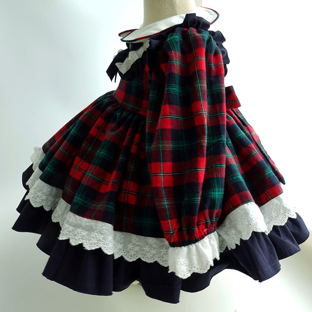 Sukienka jesienno-zimowa dla dziewczynek Baby Lolita Party Dress Kids Cosplay - suknia balowa w kratkę z kokardką na przodzie - Wianko - 17