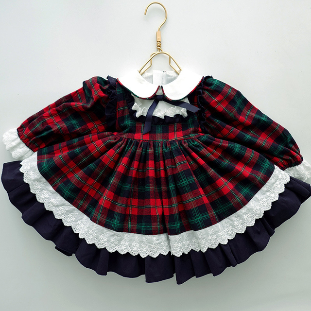 Sukienka jesienno-zimowa dla dziewczynek Baby Lolita Party Dress Kids Cosplay - suknia balowa w kratkę z kokardką na przodzie - Wianko - 14