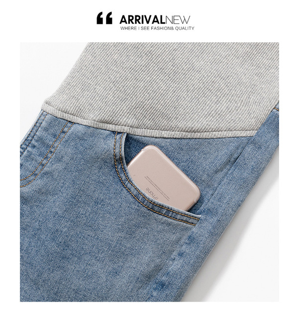 Spodnie jeansowe ciążowe z regulowaną talią - wiosna/jesień - Wianko - 6