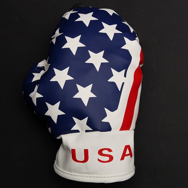 Ochraniacz klubu golfowego dla kierowcy Fairway USA z flagą amerykańską - nakrycie głowy oraz rękawica bokserska do gry w golfa - Wianko - 7