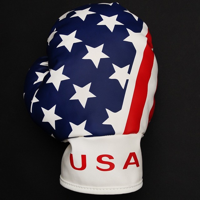 Ochraniacz klubu golfowego dla kierowcy Fairway USA z flagą amerykańską - nakrycie głowy oraz rękawica bokserska do gry w golfa - Wianko - 2