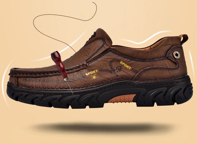 Modne męskie skórzane buty na co dzień odpinane trampki robocze antypoślizgowe - Wianko - 8