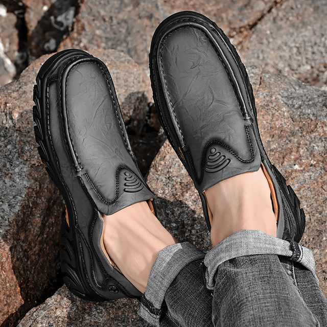 Modne męskie skórzane buty na co dzień odpinane trampki robocze antypoślizgowe - Wianko - 21