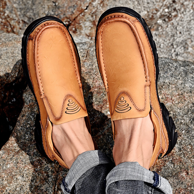 Modne męskie skórzane buty na co dzień odpinane trampki robocze antypoślizgowe - Wianko - 22