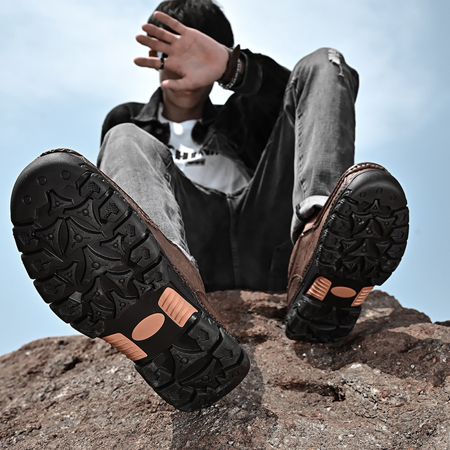 Modne męskie skórzane buty na co dzień odpinane trampki robocze antypoślizgowe - Wianko - 27