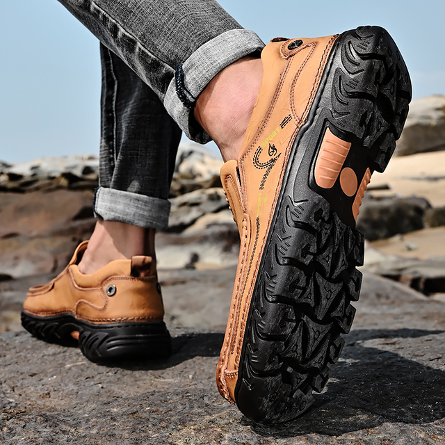 Modne męskie skórzane buty na co dzień odpinane trampki robocze antypoślizgowe - Wianko - 24